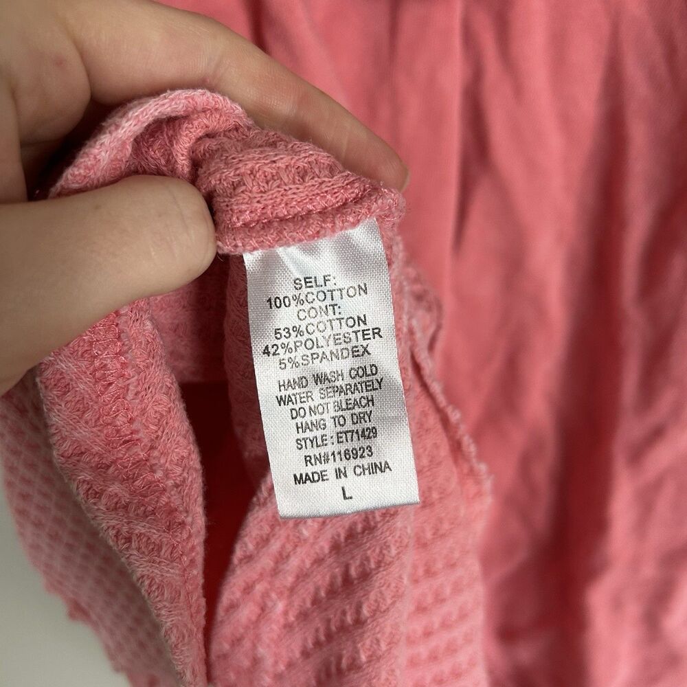 Easel L 100% Cotton Oversized Waffle Poncho Sweatshirt Pink Hoodie Mixed Media - Picture 3 of 4